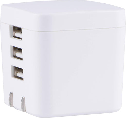 UltraPro GE Pro 3-Port USB Charger, Foldable Plug for iPhone 13/12/11/Pro/Pro Max/Mini, iPad Pro, Samsung Galaxy S21.
