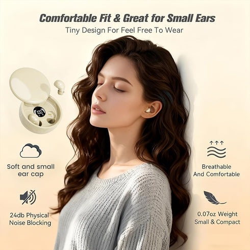MSHUKCOE 5.4 Mini Invisible Headphones Bluetooth True Wireless Hidden in-Ear Earphones Sport Audio Earbud,Comfortable