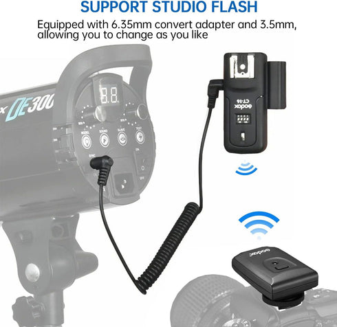 Godox CT-16 Wireless Radio Flash Trigger Receiver Kit, 3 in 1 Flash Transmitter and Receiver for Canon Nikon Pentax DSLR