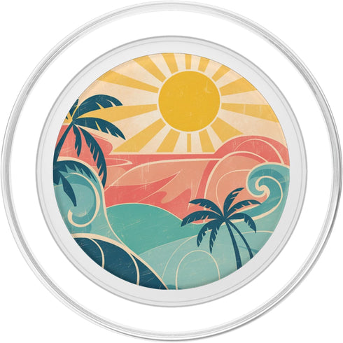 Retro Summer Vibe Designs Summer Retro Vibes | Beach Palm and Sun Design PopSockets PopGrip for MagSafe