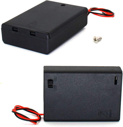 OLIREXD 5 Pack 3AA Battery Holder with ON/Off Switch, 3 Slots, Storage Box with Wire Leads, Screw Cap Case