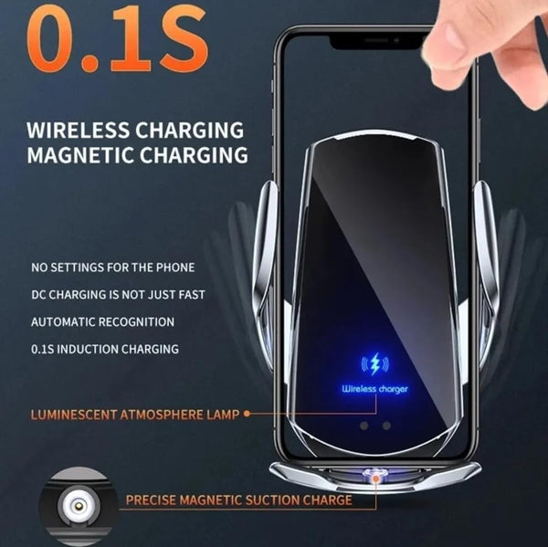 Car Wireless Charger Magnetic Auto Car Mount Phone Holder for iPhone, Samsung, Xiaomi, Infrared Induction 15W Fast