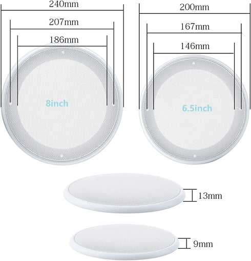 Sound Box Grille Loudspeakers Protective Cover, Speaker Grille Car Audio, Speaker Cover Decorative Circle Metal Mesh, Anti-Collision Speaker Grill Cover, Car Speaker Covers (2PCS)(8 Inch)