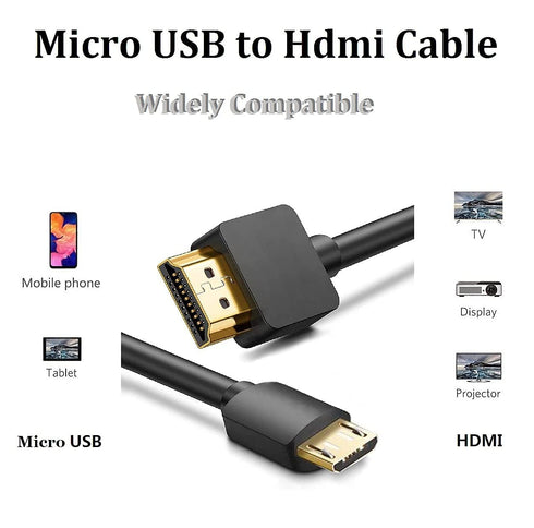 Micro USB to HDMI Converter, 4K 1080P HDMI Extender Cable 1.5M/5ft Adapter, Copy and Expand Videos to HDTV Monitor.