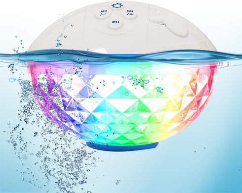 Floating Pool Speakers with Colorful Lights, Bluetooth Wireless, IPX7 Waterproof, Built-in Mic, Crystal Clear Sound