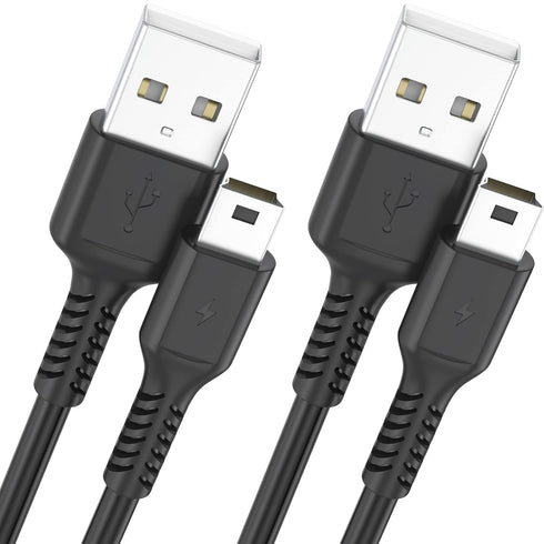 2 Pack 3ft Mini USB Cable - USB 2.0 to Mini B Charger for PS3 Controller, MP3 Player, Digital Camera, GPS, Hero 3+