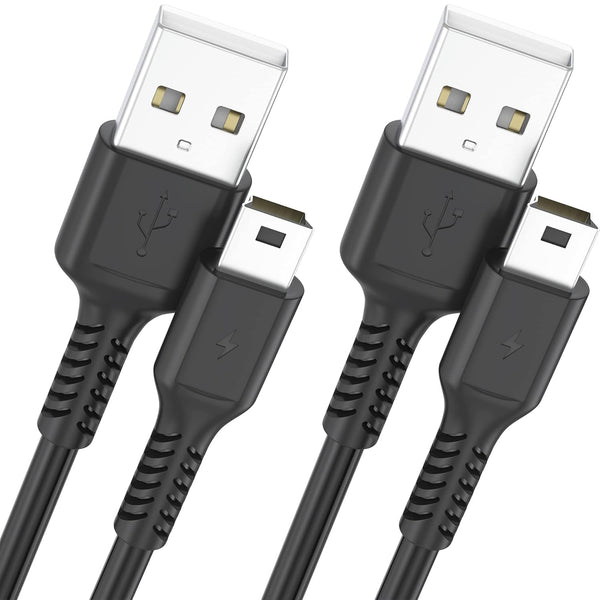 2 Pack 3ft Mini USB Cable - USB 2.0 to Mini B Charger for PS3 Controller, MP3 Player, Digital Camera, GPS, Hero 3+