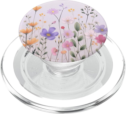 Cute Floral Pattern Wildflowers Pastel Pink PopSockets PopGrip for MagSafe