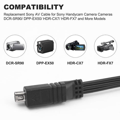 3.9ft VMC-15FS 10Pin HDR-SR1 HDR-SR12 Saipomor AV Cable for Sony Handycam Compatible with to and More