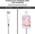 Cute DIY Cable Protector for iPhone Charger, Kawaii Luxurious Marble Pattern Data Line Saver for iPhone 11 12 13 14 Pro