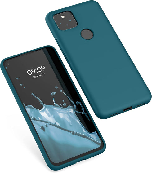 kwmobile Case for Google Pixel 5a 5G, Soft Slim Protective TPU Silicone Cover in Teal Matte