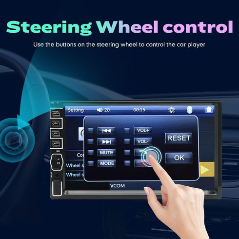 KUNFINE 7" Single Din Car Stereo Audio BT MP5 Player, USB FM Multimedia Radio with Reverse Camera and Steering Wheel