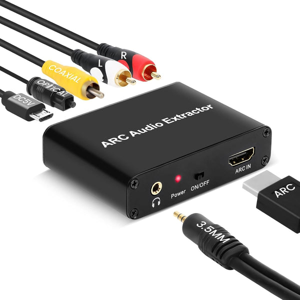 HDMI ARC to Optical Audio Adapter, ARC Audio Extractor, SPDIF Coaxial 3.5mm AUX Sound Extractor Splitter