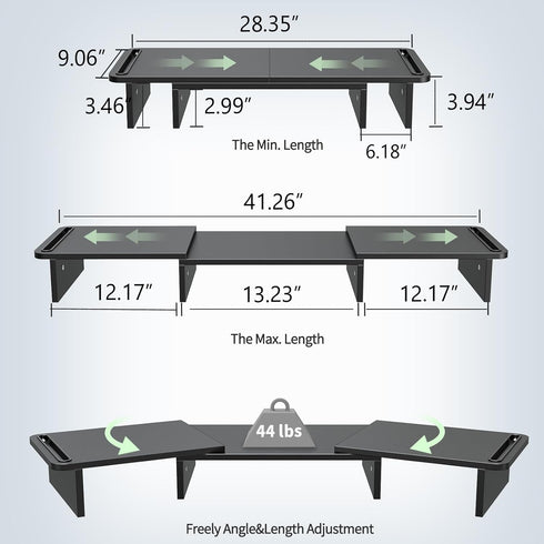 2 Zimilar Dual Monitor Stand Riser, Monitor Stand with Adjustable Length and Angle, Wood Monitor Stand for Desk