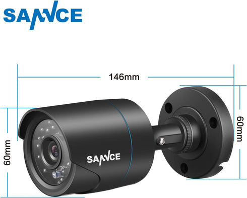 SANNCE 1/4" CMOS 800TVL 960H Weatherproof Bullet Security Camera with IR Cut Lens for Home Surveillance System