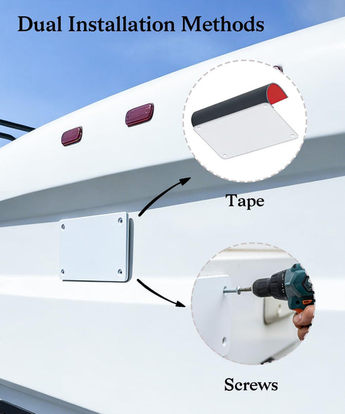 Adabuli Metal Mounting Plate for Magnetic Wireless Backup Camera, White Iron Bracket with Screw & Adhesive Installation
