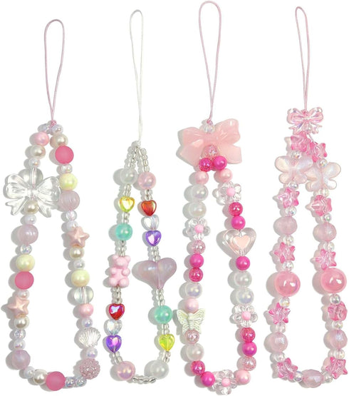Phone Charms Cute Beaded Lanyard Wrist Strap, Aesthetic Cell Phone Keychain, Cute Phone Charms for Women