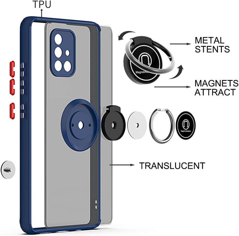 TJS Compatible with Samsung Galaxy A71 5G Case, Heavy Duty Drop Protector with Tempered Glass Screen Protector.