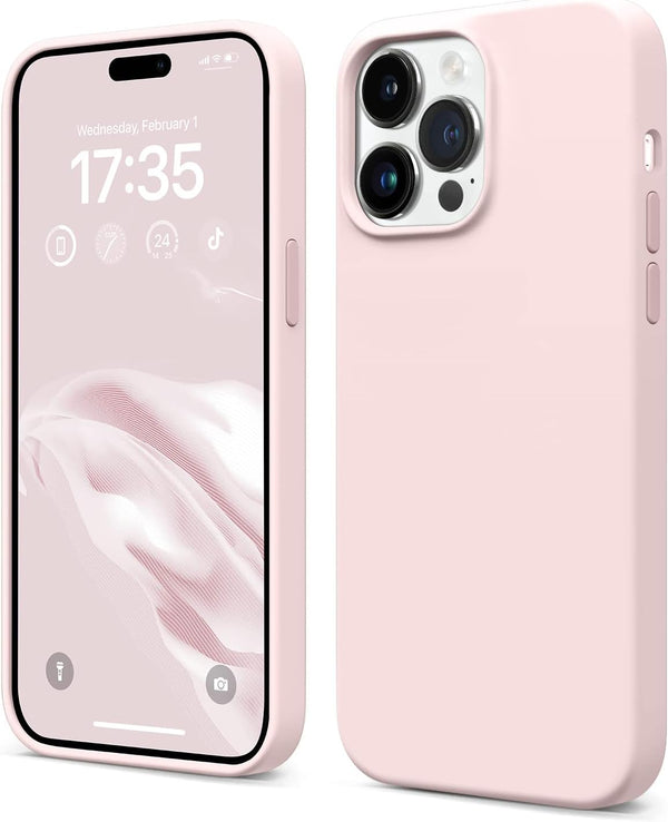 AOTESIER Shockproof Series iPhone 14 Pro Max Case, Ultra Slim Thin Silicone Cover, Full-Body Protective 6.7 inch Chalk