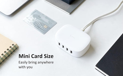 USB Charging Station 4 Port, BULL USB Charger Block, Wall Charger Cable White 6ft for Multiple Devices