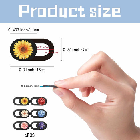 6Pcs 6 0.04 Inch Styles Cute Camera Cover Slide Flowers Privacy Guard Accessories, Webcam Cover Slide Ultra Thin