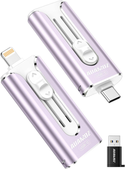 AUAMOZ 256GB Mini Dual Interface Flash Drive, Portable Memory Stick Compatible with iPhone