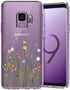 Unov Case Compatible with Galaxy S9, Clear Soft TPU Shock Absorption Protective Back Cover with Floral Pattern (Flower