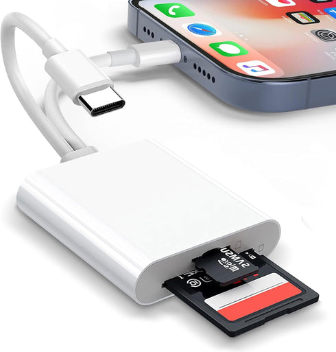 MaxRenard SD Card Reader for iPhone,Dual-Port Micro SD Card Reader USB C &