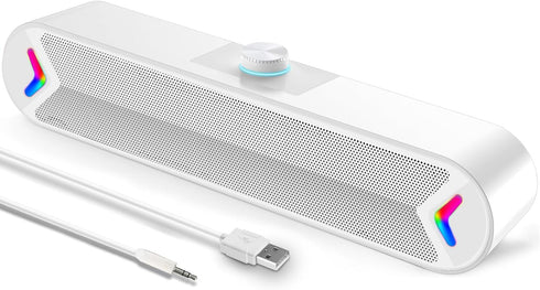 LENRUE Computer Speakers,PC Speakers for Desktop,Wired USB-Powered Sound-bar for Computer with 10W Stereo