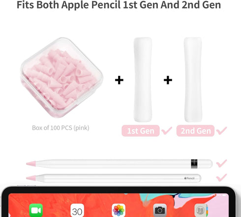 100 pcs Silicone Nib Sleeves Compatible with Apple Pencil Tips, Professional Liquid Silicone Nibs Cover Replacement for