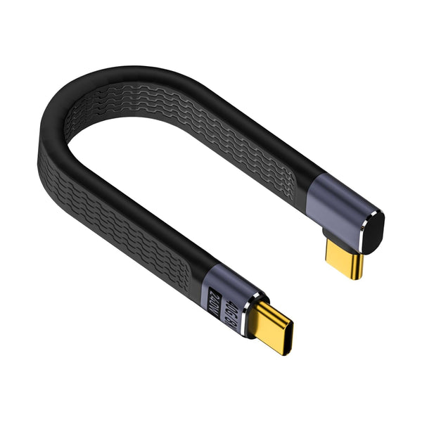 Poyiccot Short USB C Cable 40Gbps, Right Angle USB C to USB C 240W Flat Cable for Thunderbolt 4, Phone, External SSD,