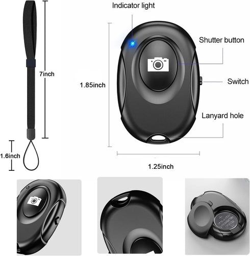 Wireless Camera Shutter Clicker, Remote Control for iPhone & Android Smartphones, Wireless Remote Control Selfie Button
