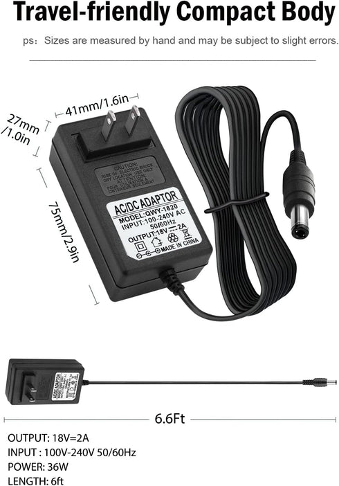 18V DC Adapter Charger Compatible for Altec Lansing mix 2.0 Rockbox XL IMW999, Bluetooth Speakers, Brookstone Big Blue