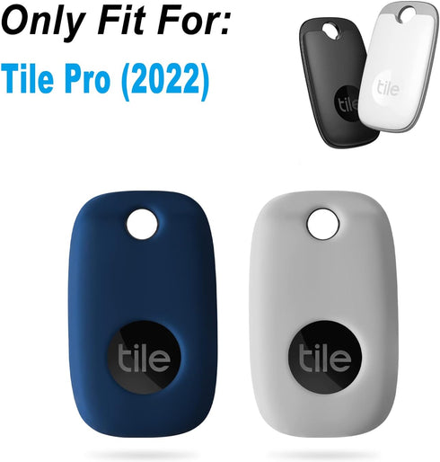 Geiomoo Silicone Case for Tile Pro 2022 Tracker, Soft Flexible Scratch Resistant Cover with Carabiner (2 Pack Navy Blue+Oatmeal) by Geiomoo