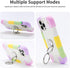 iPhone 13 Pro Max Case with Ring Stand, Heavy-Duty Shockproof Cover, 2 Pack Glass Screen Protector, Rainbow White