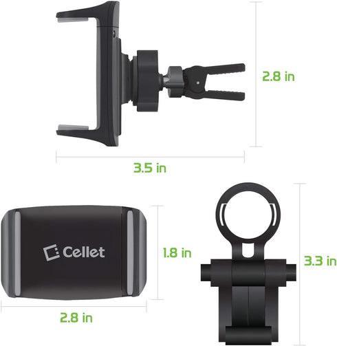 CELLET Car Cell Phone Holder Mount – Black Air Vent Phone Holder Stand with Adjustable Cradle for iPhone 13 Pro Max 12