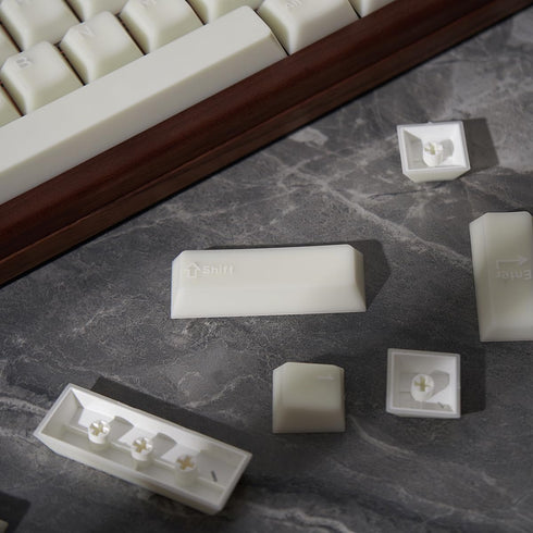 PBT White Jade Keycaps, 154 Keys Cherry Profile Double Shot Keycap Set for Mechanical Keyboard 61/64/84/87/104/108