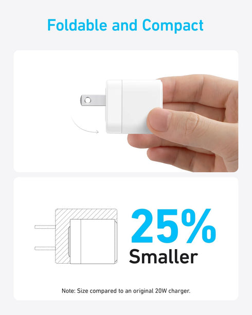 Anker Charger, 2-Pack 20W Fast Charger with Foldable Plug and USB-C to C Cables, for iPhone 15/15 Plus/15 Pro/15 Pro