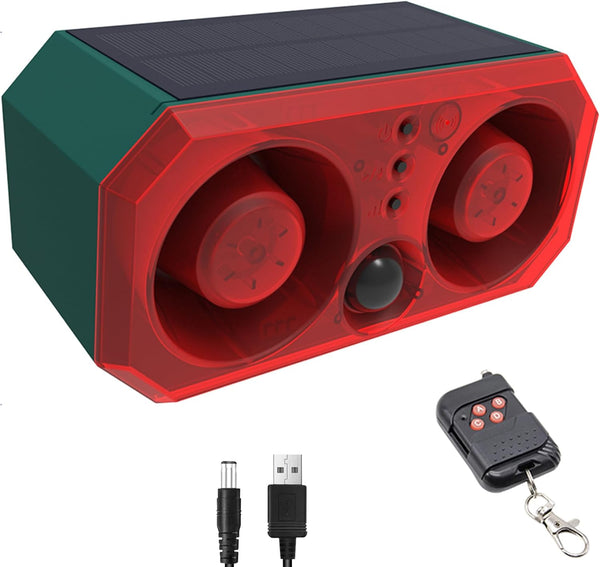 Solar Outdoor Motion Sensor Alarm, Motion Detector Alarm with 129dB Loud Noise Maker, USB for Home Security