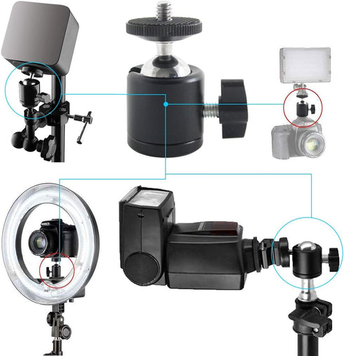 EXMAX 360 Degree Aluminum Alloy Body Rotating Swivel Mini Tripod Ball Head with 1/4" Screw Thread Base Mount for DSLR