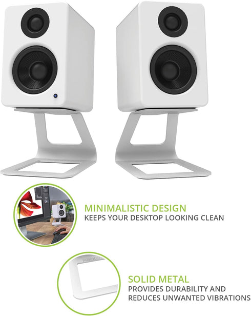 Kanto SE2W Elevated Desktop Speaker Stands for Small Speakers, 3.8” Tall, Supports 7.1 lbs, Pair, White