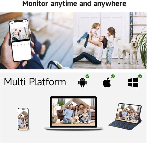Rraycom 2K Security Cameras for Home Security, 4MP WiFi Indoor Camera with Color Night Vision, AI Motion Detection