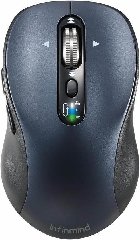 Wireless Bluetooth Mouse with 4 Way Scrolling, Rechargeable, 3200 DPI, Quiet Click, 3 Devices Mice for Windows, Mac