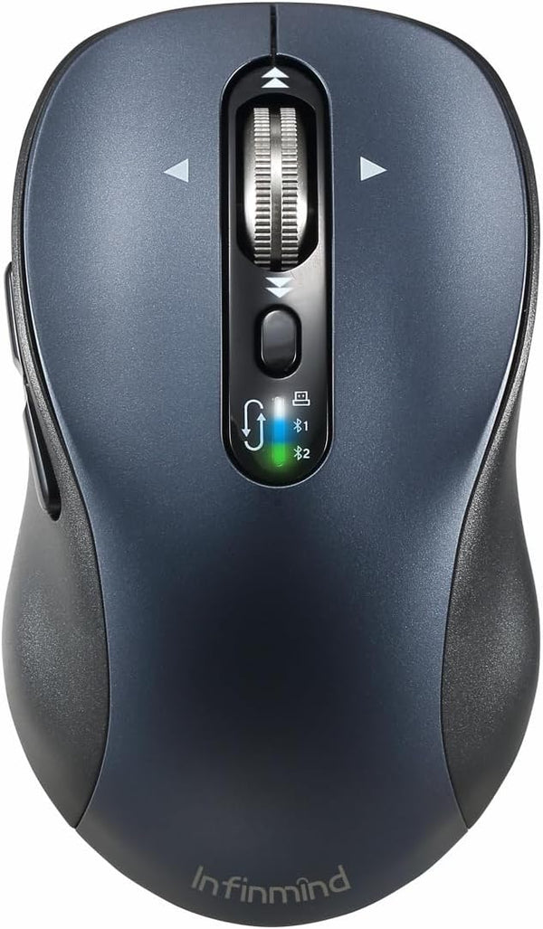 Wireless Bluetooth Mouse with 4 Way Scrolling, Rechargeable, 3200 DPI, Quiet Click, 3 Devices Mice for Windows, Mac