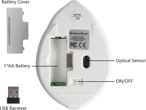 elec Space 2.4G Wireless Mouse, Cute Animal Hamster Shape Silent Mouse with Gift Cable Clip, 3 Buttons for PC, Green