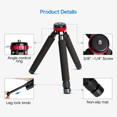 koolehaoda 1/4" 3/8" Camera Mini Tripod Table Stand Desktop Compact Tripod with and Screw Mount Compatible with DSLR