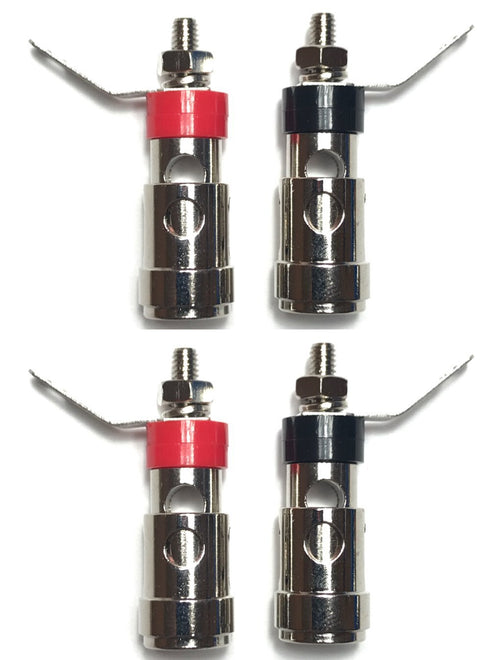 CESS Amplifier Terminal Connector Binding Post Push Quick Type, Spring Loaded Press Subwoofer Terminal, 4 Pack