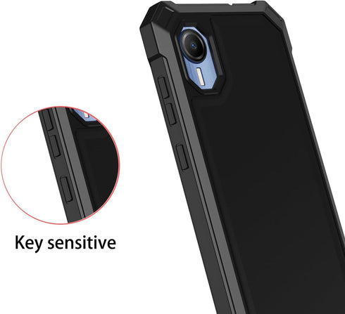 Cricket Debut S2 Case with Tempered Glass Screen Protector, 360 Full-Body Soft TPU Bumper Shockproof Cover