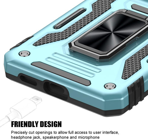 for Samsung Galaxy S24 Case, Shockproof Phone Case with Sliding Camera Cover & Rotatable Ring Holder Kickstand +