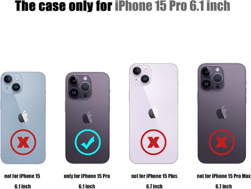 Nvollnoe iPhone 15 Pro Case with Card Holder, Heavy Duty Protective Dual Layer Shockproof Wallet Cover